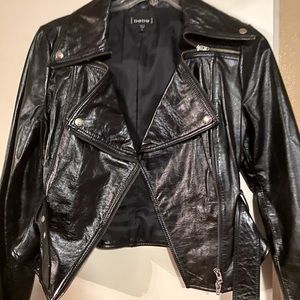 Bebe black moto leather jacket sz L Great condition